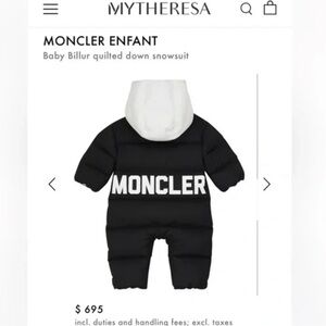 Moncler Black and White Baby Quilted Snowsuit